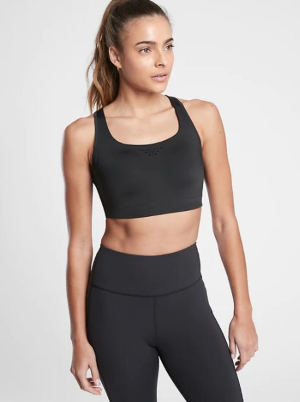 Athleta 34C black Phenomena Bra sports gym work out exercise HIIT run adjustable